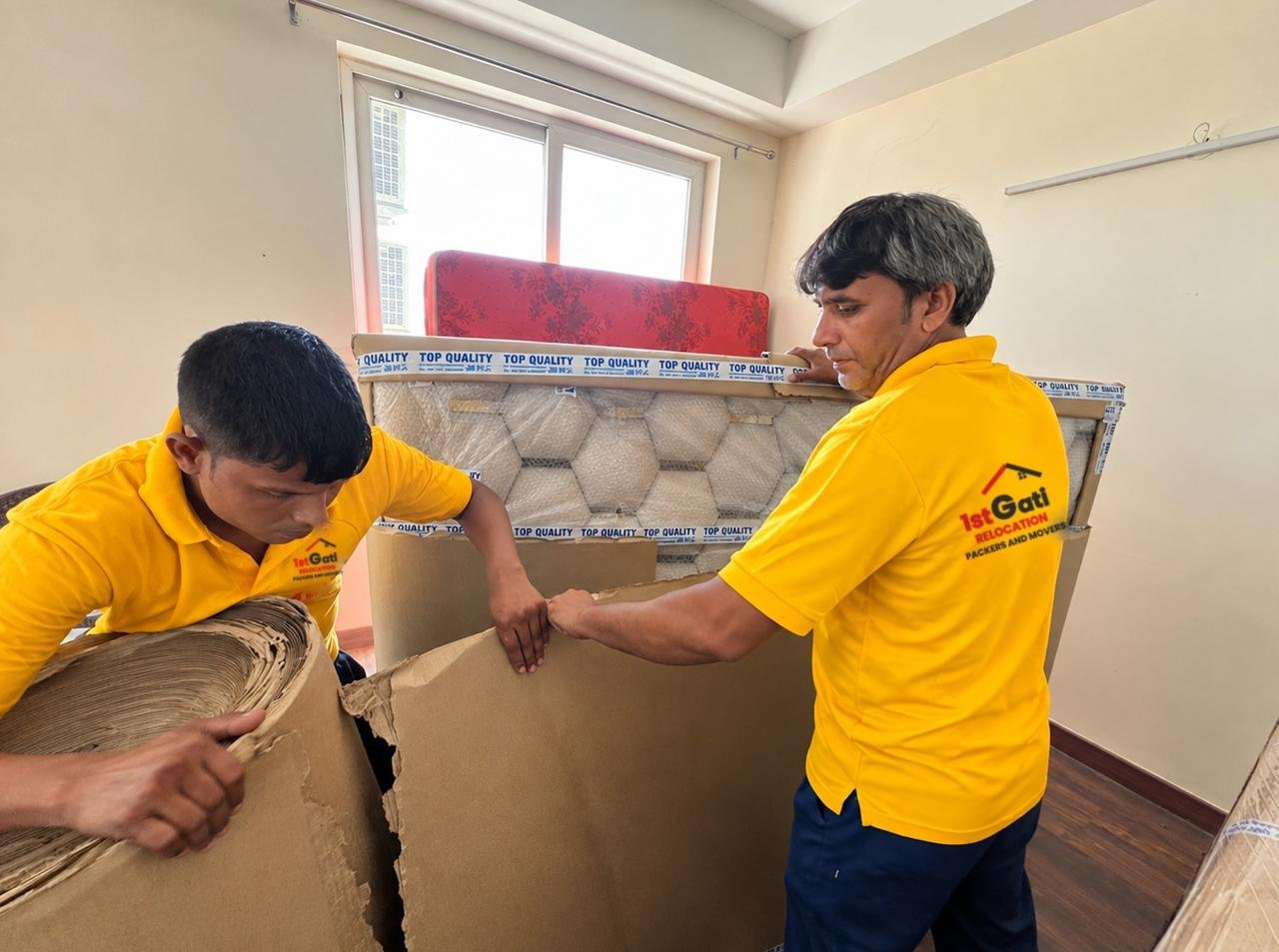 Loading a mattress into the truck